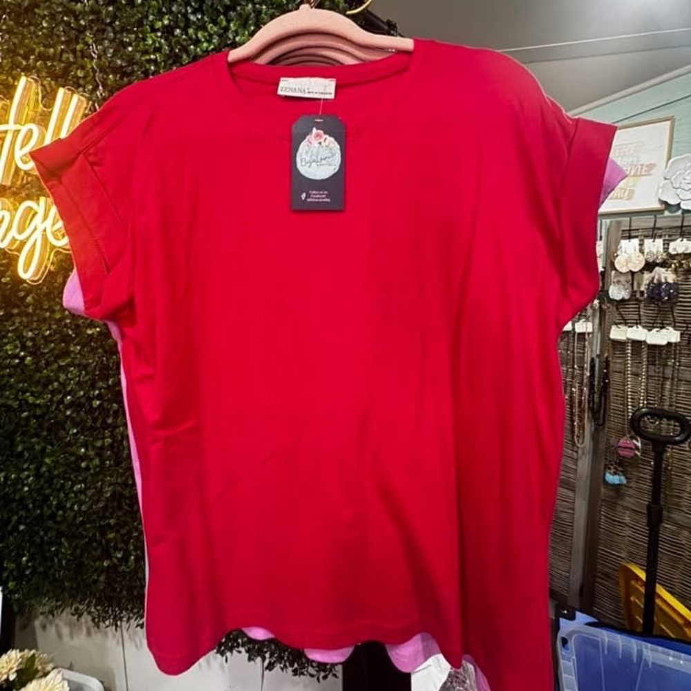Zenana Short Sleeve Tee- Red